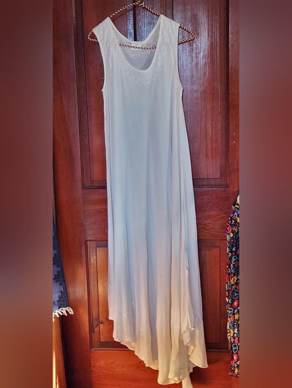 India Boutique Embroidered White Maxi Dress Free Size Resortwear